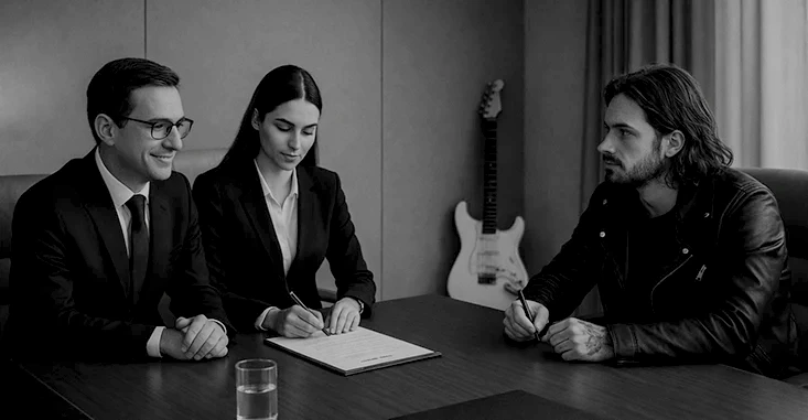 equipo de abogados analizando estrategias legales para la industria del deporte y el entretenimiento